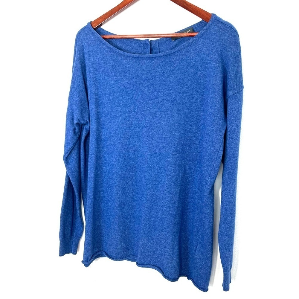 Cashmere Italy First Class Button Back Cashmere, Silk, Wool Blend Blue Sweater - Picture 4 of 11